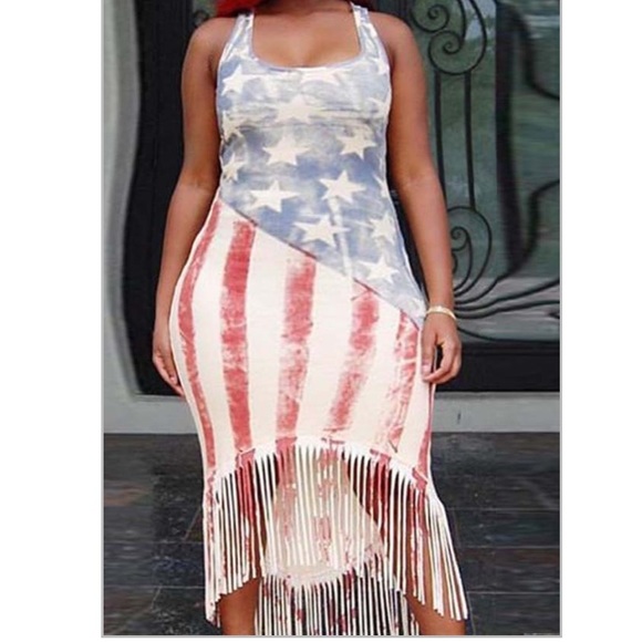 Dresses & Skirts - Brand New Faded Independence Day Fringe Dress L